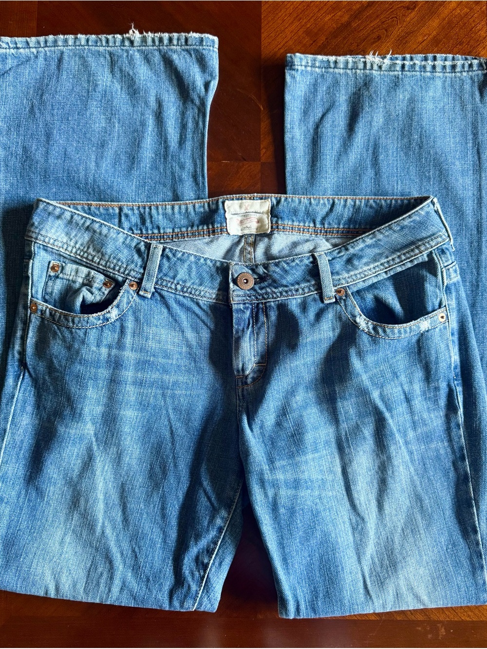VTG American Eagle Real Artist Jeans 14 Regular 100% Cotton Distressed Blue